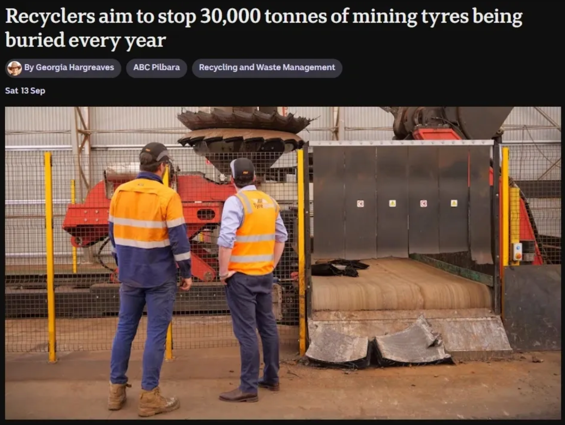 Recyclers aim to stop 30,000 tonnes of mining tyres being buried